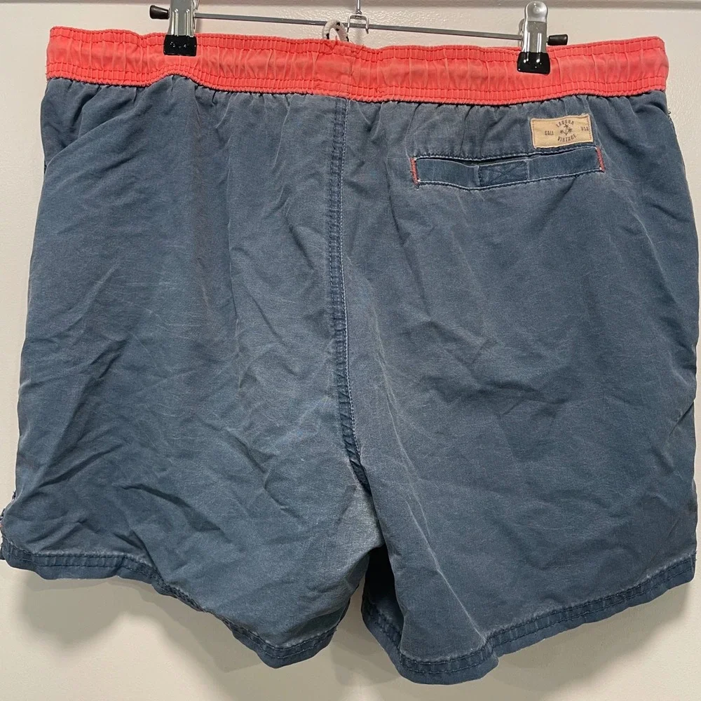 Cedarwood State Mens Swim Trunks Medium Navy Blue Coral Pink Mesh Lined Shorts